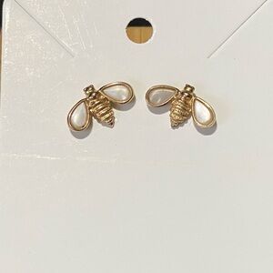 Vintage Gold Plated Bee Stud Earrings